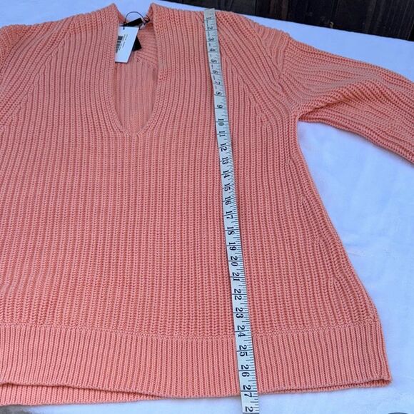 ALEXANDER WANG Deep V Neck Rib Knit Pullover in Salmon Size Small - Picture 8 of 10